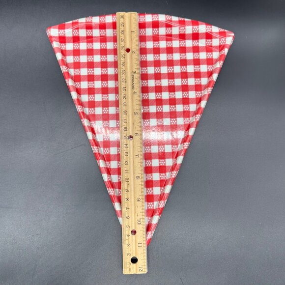 Vintage Pizza Slice Plates Trays Red White Checkered Serving Dishes Plastic - Picture 6 of 7